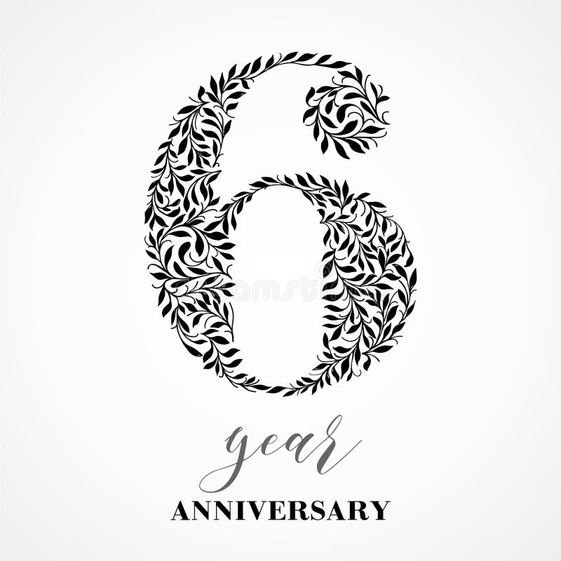 6-year anniversary. stock illustration