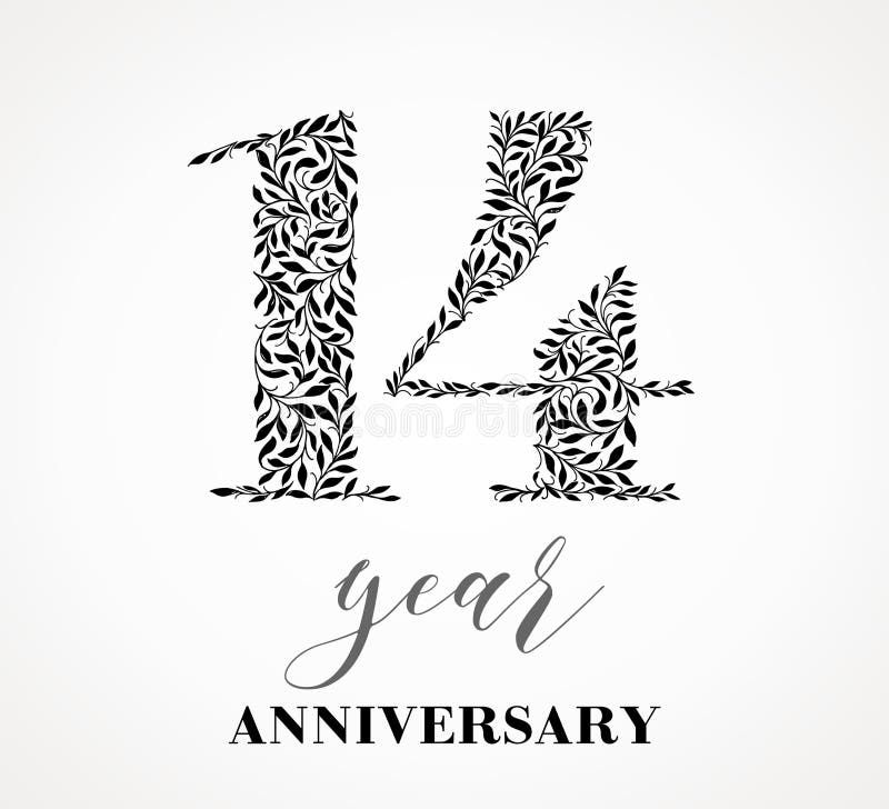 14 year anniversary. stock illustration