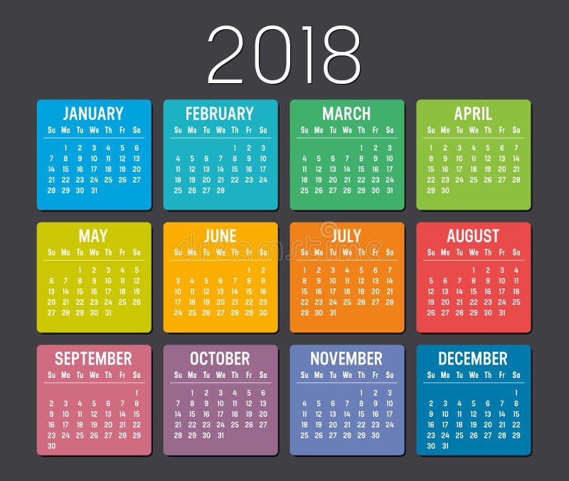 Yearly Calendar 2018 Template from thumbs.dreamstime.com
