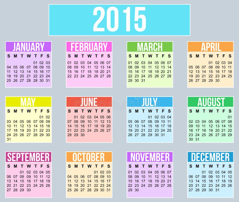 Year 2015 Calender vector illustration