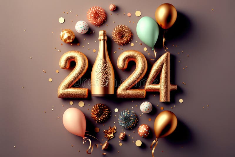 2024: a Year of Celebration and Numerical Significance. Happy New Year 2024.  Generative Ai Stock Illustration - Illustration of vector, background:  271245734