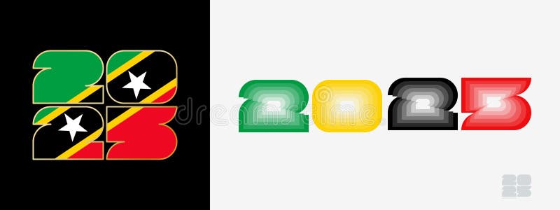 Year 2025 with Flag of Saint Kitts and Nevis and in Color Palate of