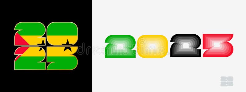 Year 2025 with Flag of Sao Tome and Principe and in Color Palate of Sao