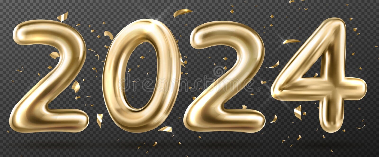 2024 Golden Bold Letters Symbol Colored Design Happy New Year