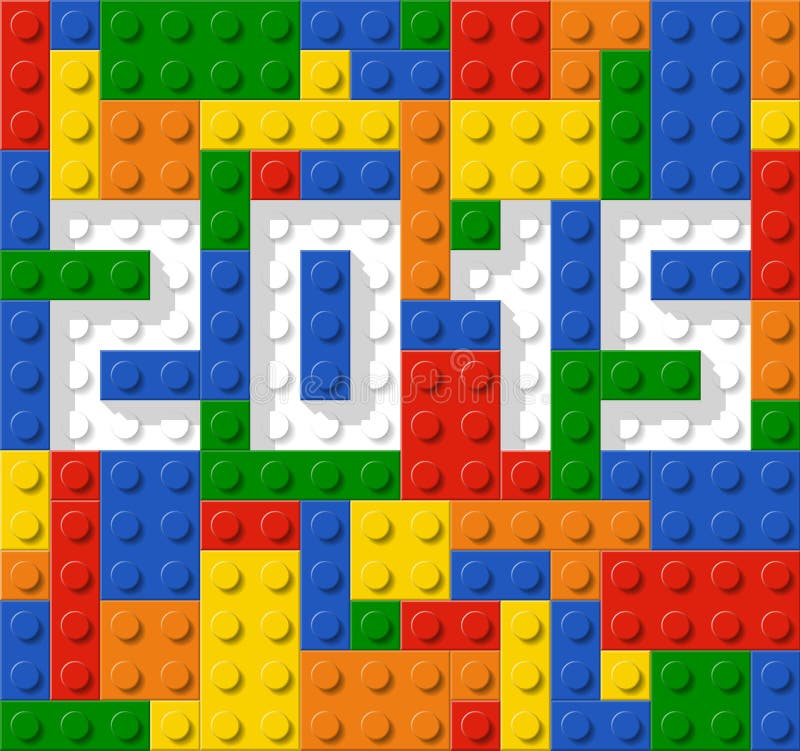 Year 2015 made from plastic construction blocks vector illustration