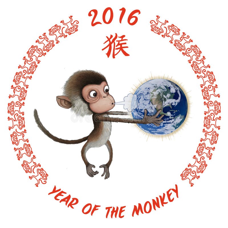 Year of the monkey earth stock illustration. Illustration of change 64864994