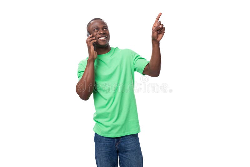 30 Year Old Cool Stylish African Man Dressed in Light Green T-shirt and ...