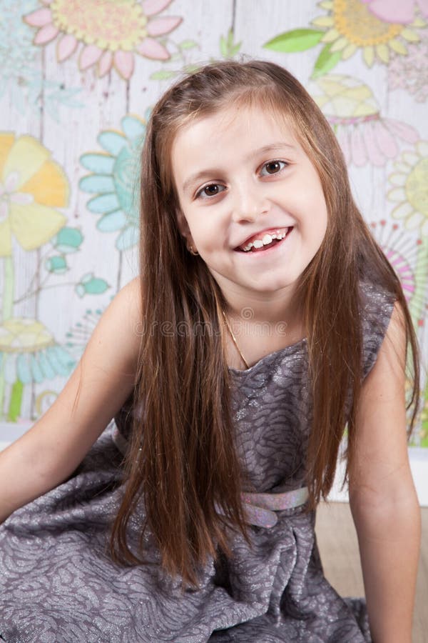 8 Year Old Girl, Christmas Portrait Stock Image - Image of cheerful ...