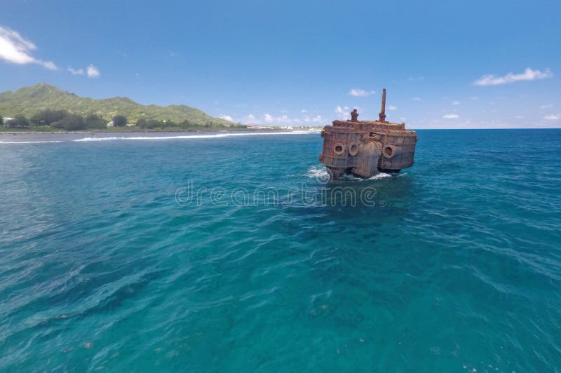 Shipwreck of the RMS Maitai in Avarua harbour Rarotonga Cook Isl