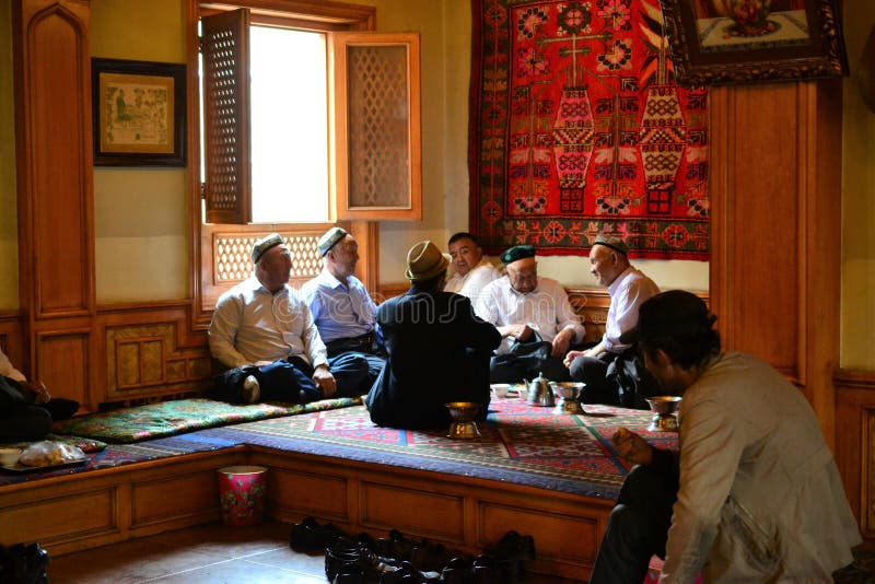 100 year old Uyghur tea house in old city of Kashgar, Xinjiang, China, Uyghur autonomous region