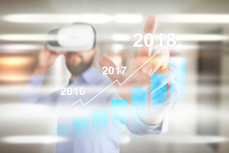 2018 year profit growth chart, Business, finance and investment concept on virtual screen. Goals setting on improvement. royalty free stock photos