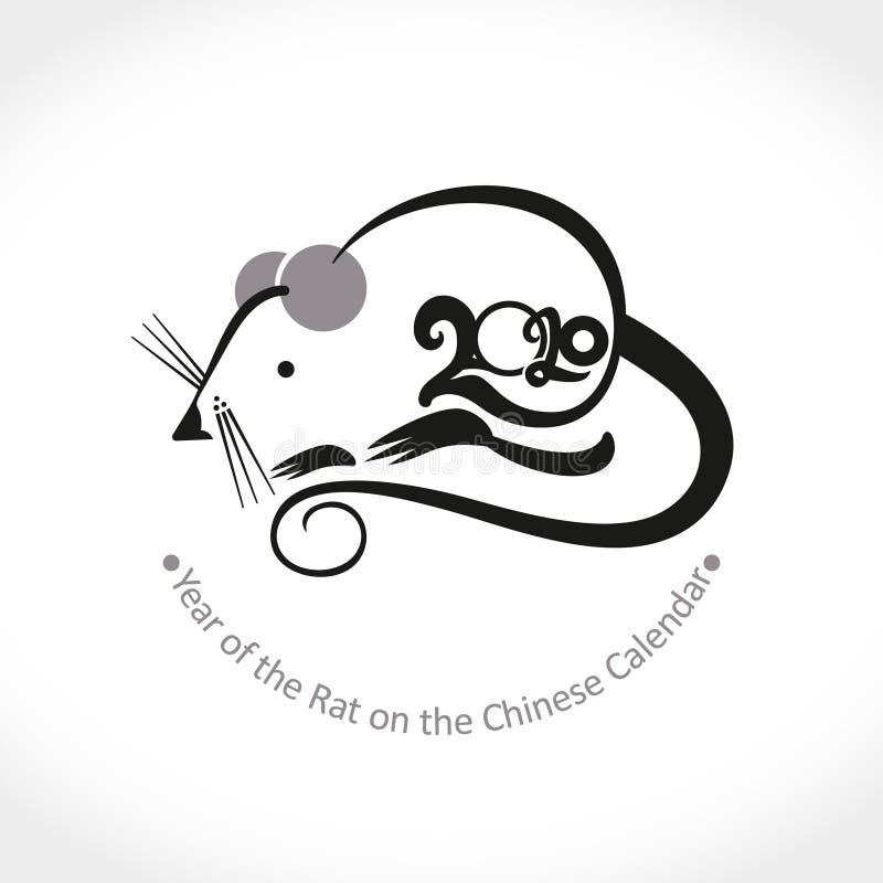Year of the Rat 2020 on the Chinese Calendar. Stock Illustration