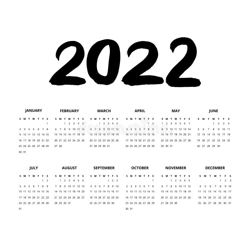 Year 2022 Small Calendars royalty free illustration