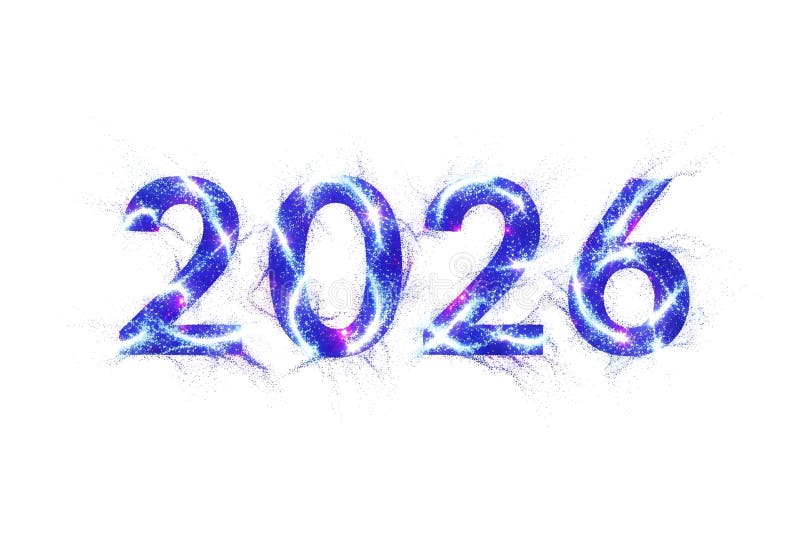 Year 2026 in sparkling blue royalty free illustration