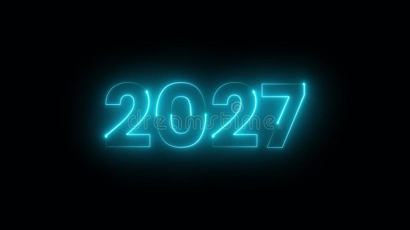 2027 year text glowing neon icon animation vector illustration