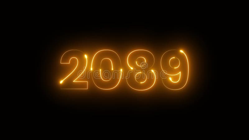 2089 year text glowing neon icon animation royalty free illustration