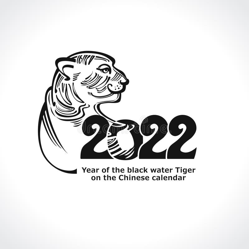 Year of the Tiger 2022. Year of the Black Water Tiger on the Chinese