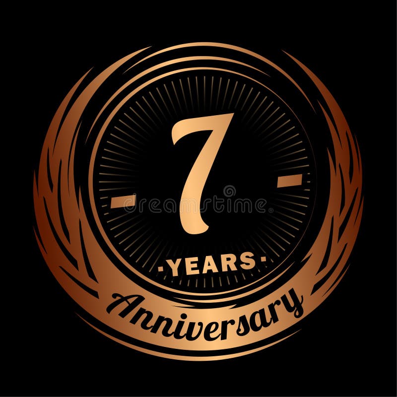 7 years 3d isolated on white background. Celebrating 7th anniversary. Gold  and silver metallic Number. 3D illustration. Stock Illustration