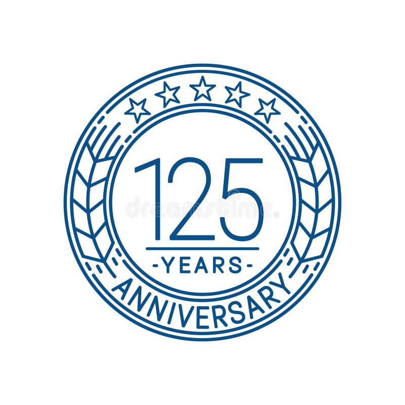 125 Years Anniversary Celebration Logo Template. 125th Line Art Vector