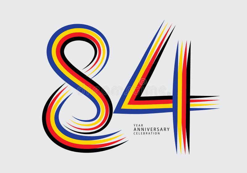 84 Years Anniversary Celebration Logotype Colorful Line Vector, 84th