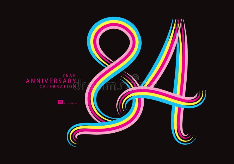 84 Years Anniversary Celebration Logotype Colorful Line Vector, 84th