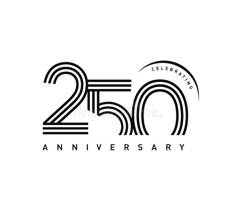 250 Years Anniversary Celebration Logotype. Elegant Modern Number Stock