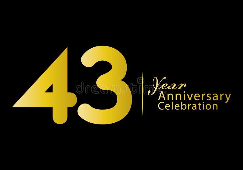 43 Years Anniversary Celebration Logotype Gold Color Vector, 43th ...