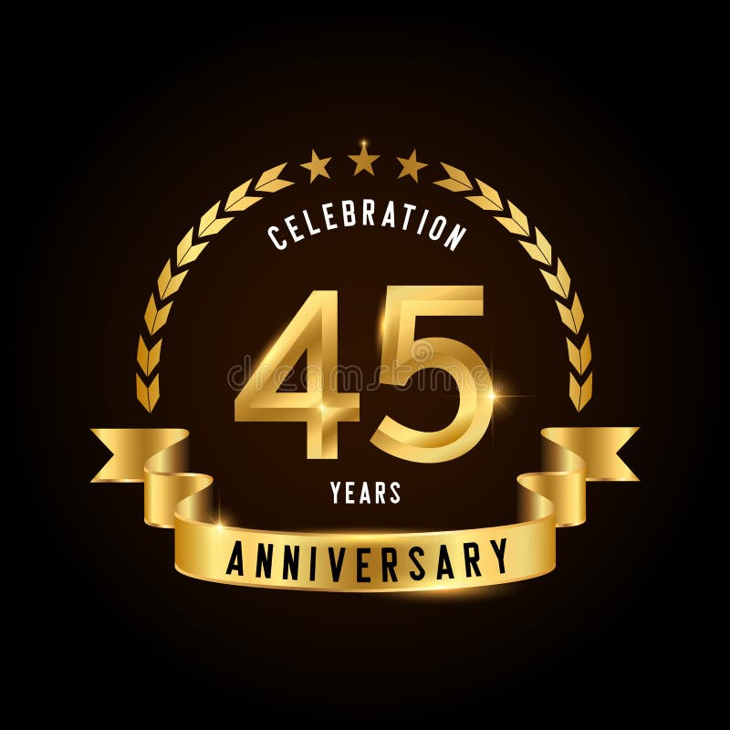 45 Years Anniversary Celebration Logotype. Golden Anniversary Emblem ...