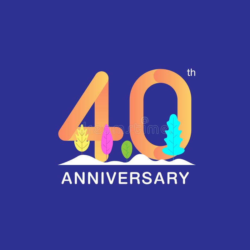 40 years anniversary celebration logotype. Multicolor number with modern leaf and snow background. Design for booklet, leaflet, vector illustration 40 years anniversary celebration logotype. Multicolor number with modern leaf and snow background. Design for booklet, leaflet, vector illustration