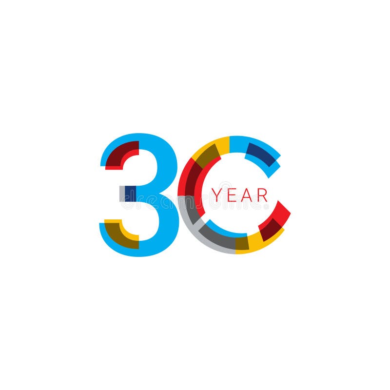 30 Years Anniversary Celebration out color Vector Template Design Illustration