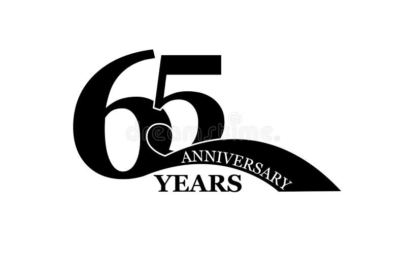 65 years anniversary, flat simple design royalty free illustration