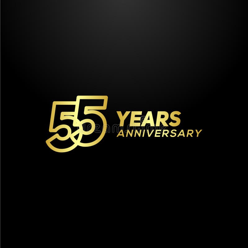 55 Years Anniversary Gold Line Number Vector Design Stock Vector ...