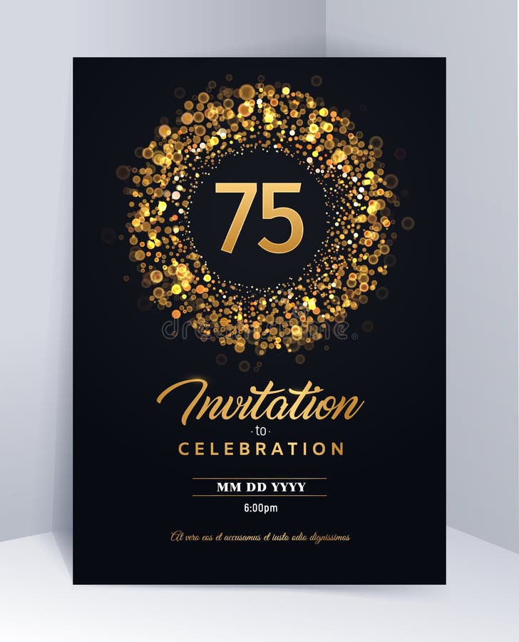 75 Years Anniversary Invitation Card Template Isolated Vector