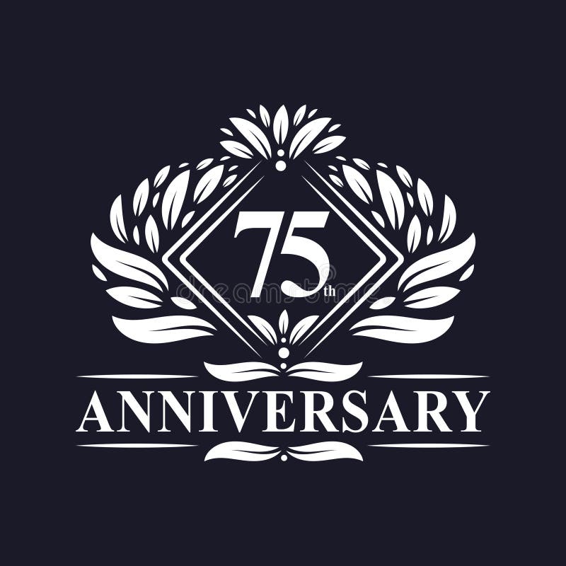 75 Years Anniversary Logo, Luxury Floral 75th Anniversary Logo Stock ...