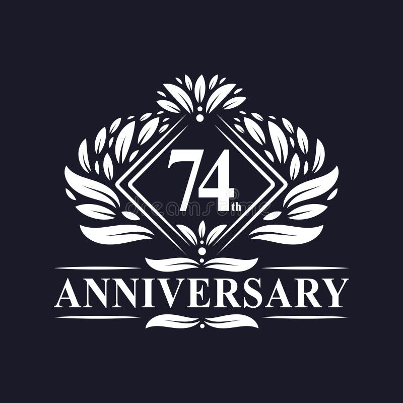 74 Years Anniversary Logo Luxury Floral 74th Anniversary Logo Stock