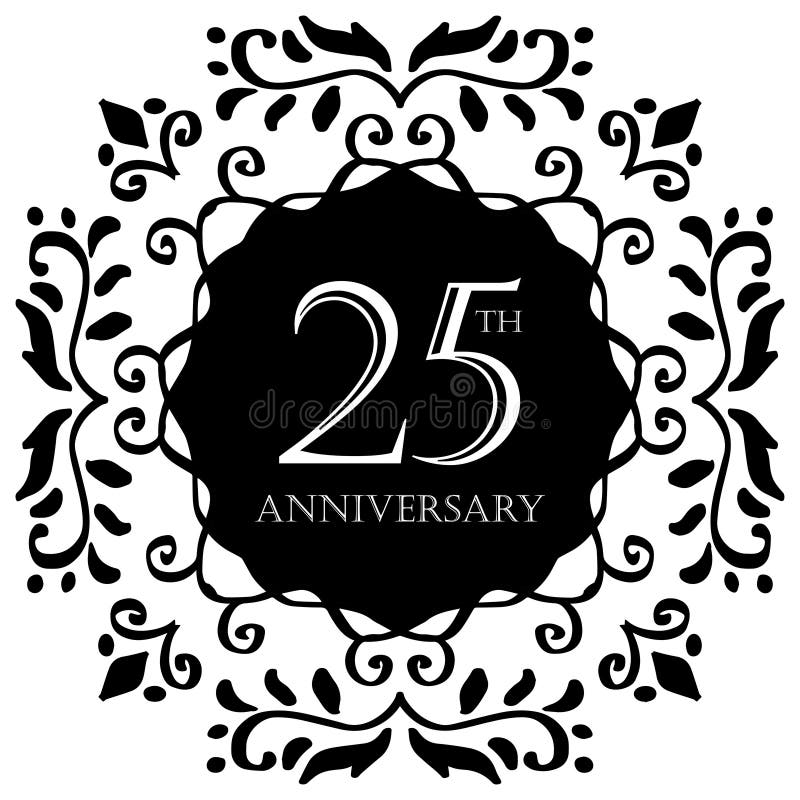25 Years and Anniversary Logo with Mandala Design. Stock Illustration ...