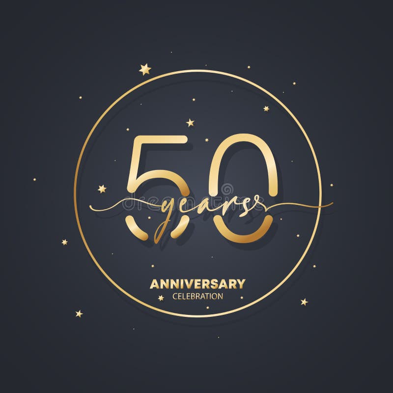 50th 50 Years Anniversary Logo Golden Stock Vector (Royalty Free