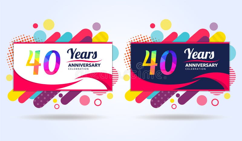 40 years anniversary with modern square design elements, colorful edition, celebration template design, pop celebration template vector illustration 40 years anniversary with modern square design elements, colorful edition, celebration template design, pop celebration template vector illustration