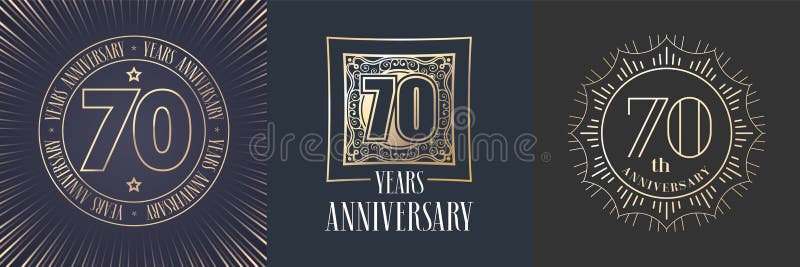 Graphic round gold color design elements for 70th anniversary banner.