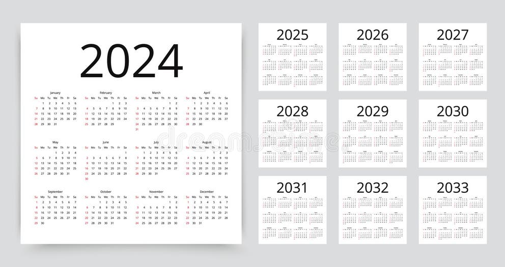 Calendar 2030 Royalty Free Vector Image - VectorStock