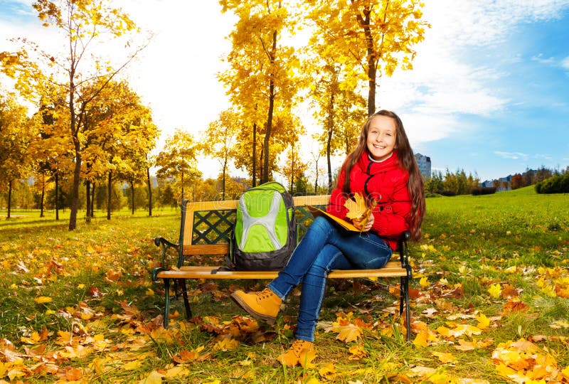 11 years old girl after school in the park