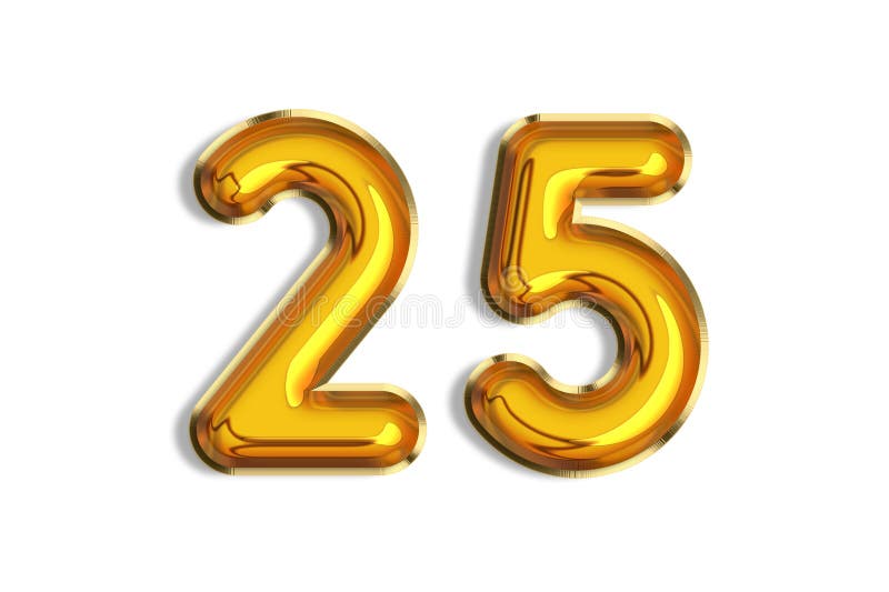 25 Years Old. Gold Balloons, 25th Anniversary Number, Happy Birthday ...