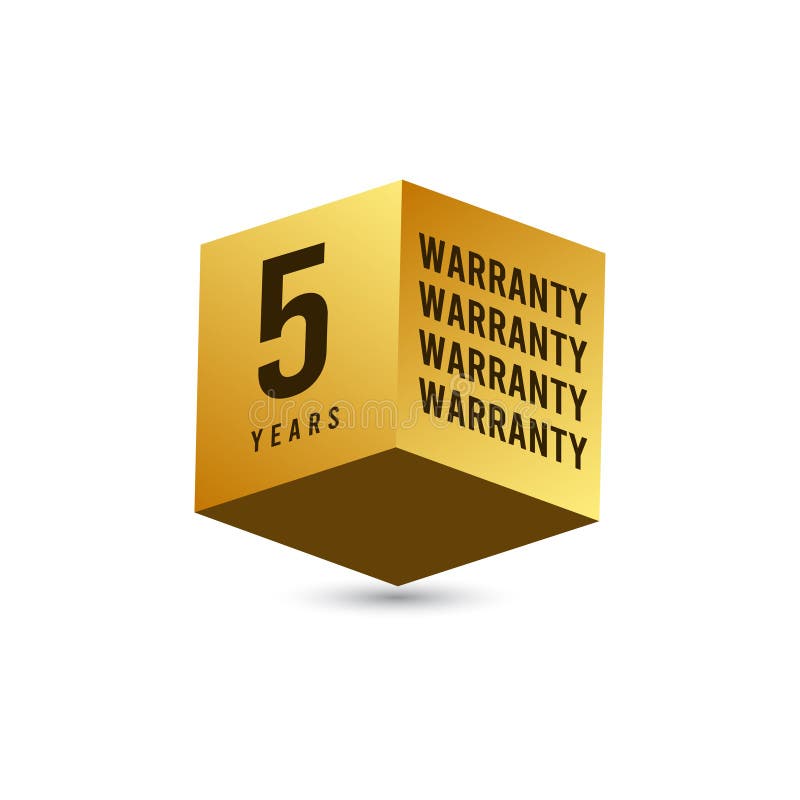 5 Years Warranty 3 D Box Vector Label Logo Template Design Illustration