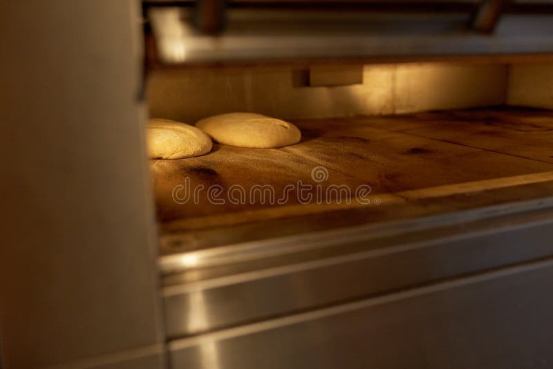 Yeast Bread Dough in Oven at Bakery Kitchen Stock Photo Image of