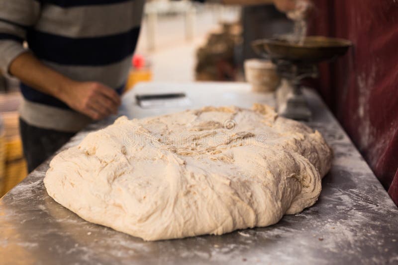 Mass of Yeast Dough in the Bakery Stock Photo Image of background