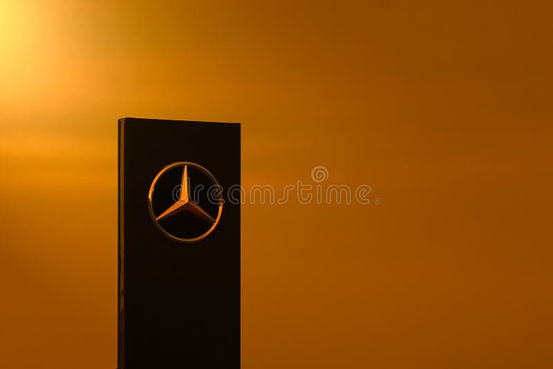 yekaterinburg russia mercedes benz car dealership stella orange tinting 187170625