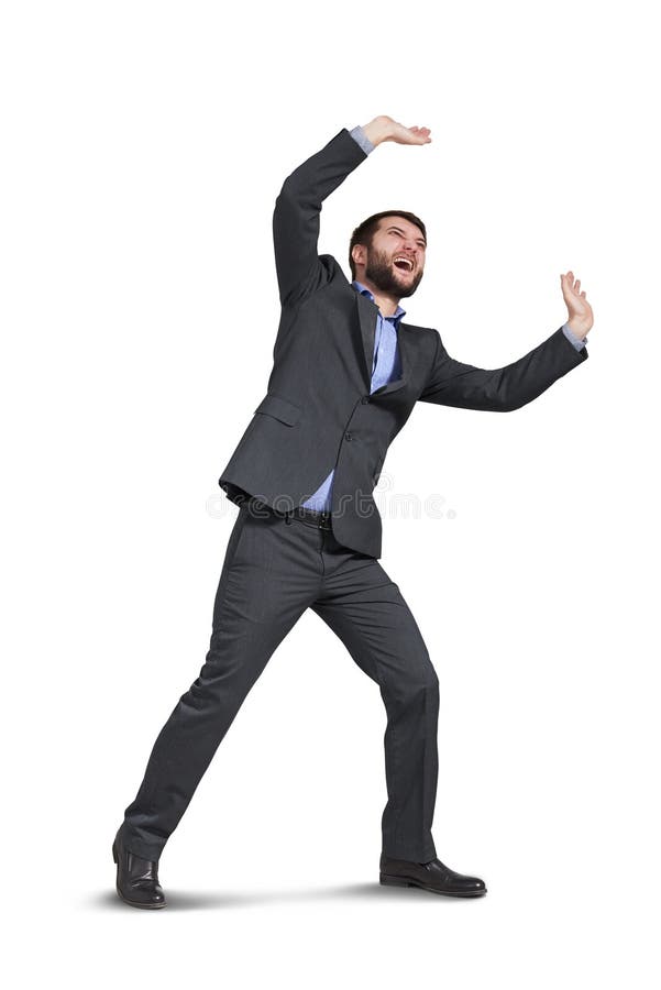 Yelling Businessman Holding Stock Photo - Image of caucasian, screaming ...