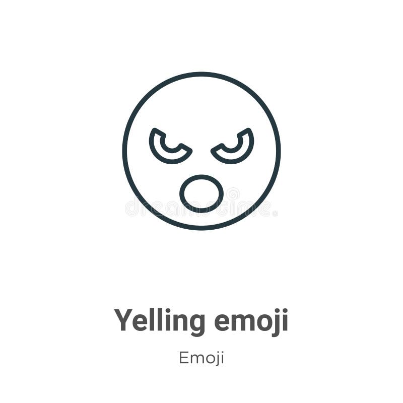 Yelling emoji outline vector icon. Thin line black yelling emoji icon, flat vector simple element illustration from editable emoji royalty free illustration
