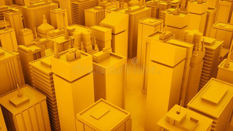 Yellow abstract 3d isometric megalopolis with skyscrapers. 3d illustration stock illustration