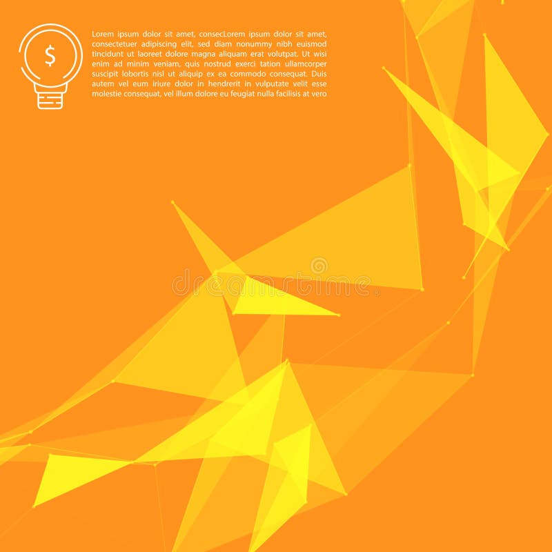 Yellow Abstract Network Mesh on Orange Background with Copyscape for Your Text - Vector Illustration - Bitcoin Template Design